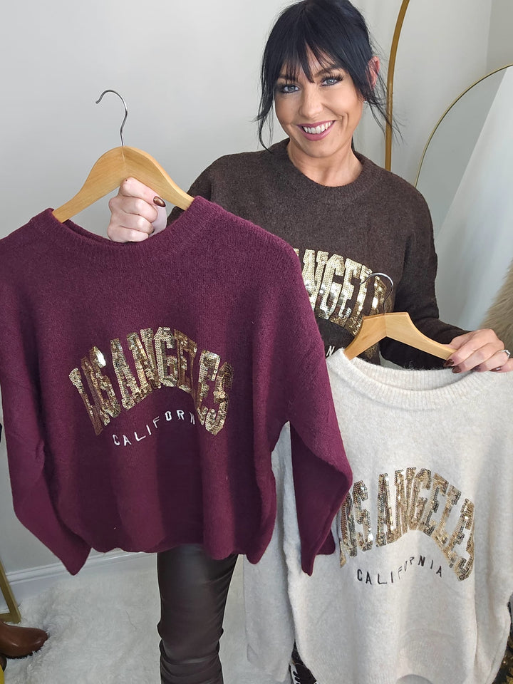 Los Angeles Super Soft Jumper - Wine (One Size, fits from Size 8 up to Size 14/16)