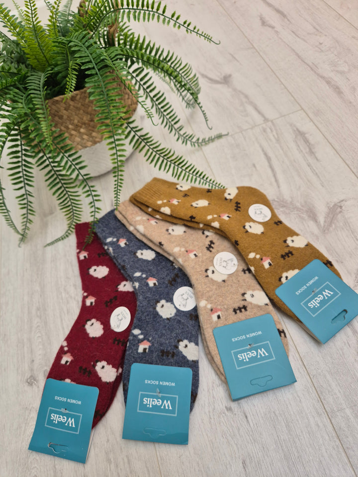 Cosy Soft Socks - Sheep (choose your Colour)