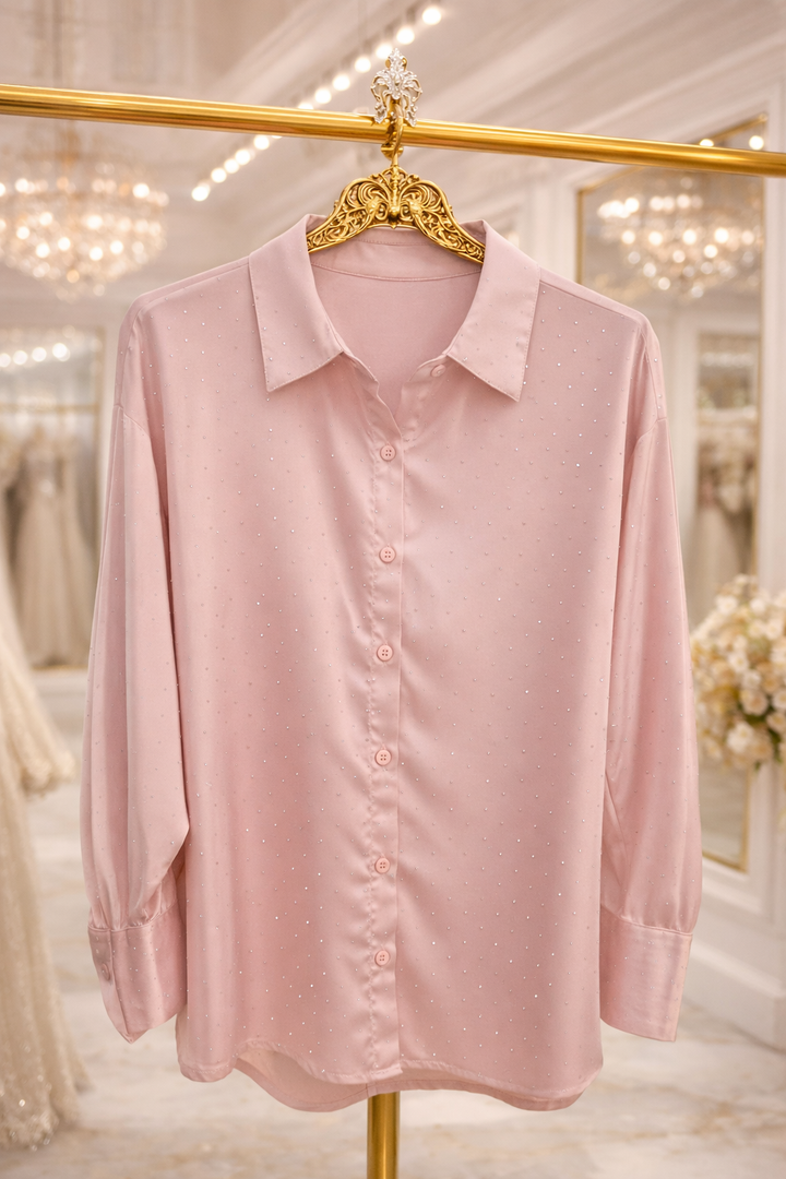 Candice Diamante Sparkly Blouse - Pink (One Size/Curvy, fitting from Size 14/16 up to Size 18)