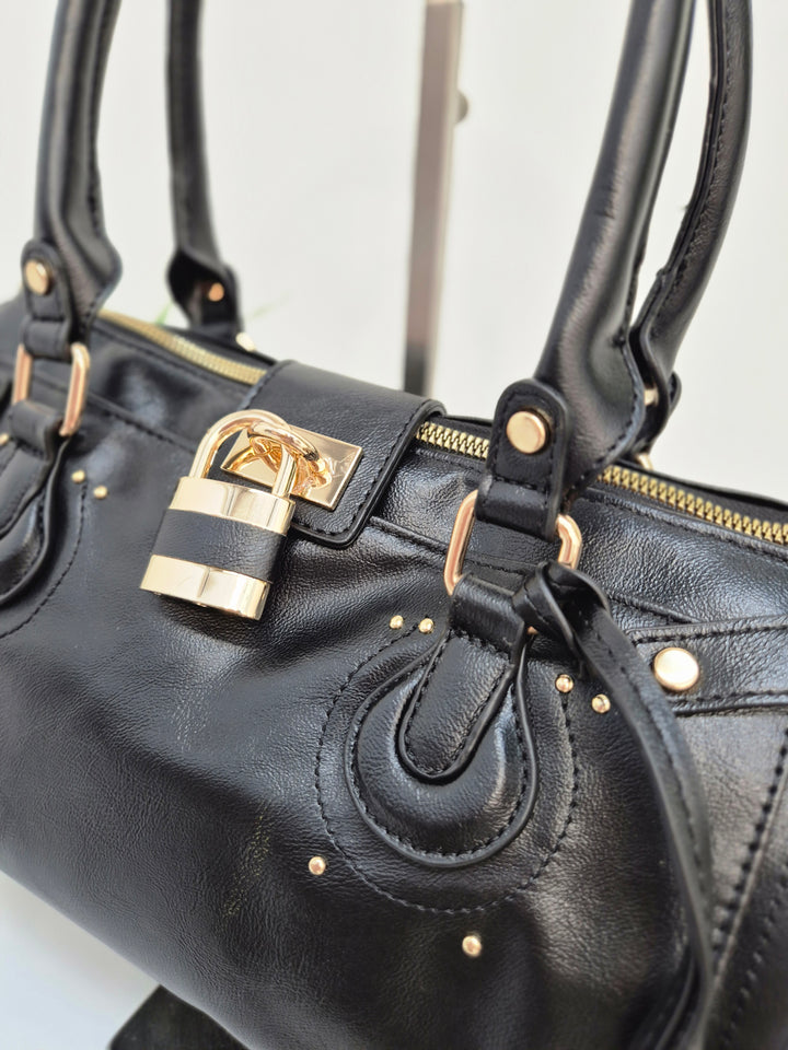 Mia Faux Leather Bag - Black