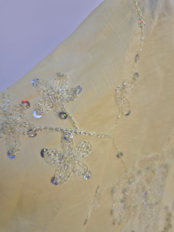 Patsy Puffball Sleeve Sparkly Blouse (One Size, fits from Size 10/12 up to Size 16) - Lemon