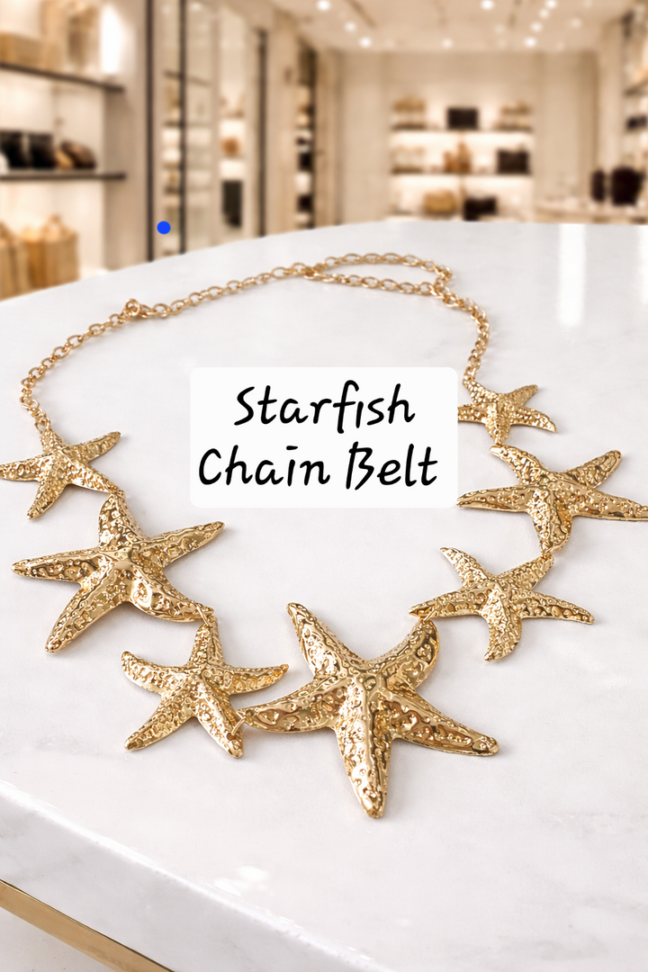 Starfish Chain Belt - Gold Tone (One Size, fits up to Size 16)