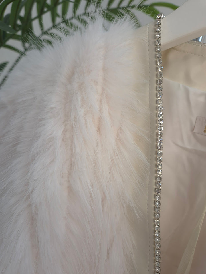 Oslo Crystal Faux Fur Jacket - Winter White - (One Size fits from Size 10 to Size 16)