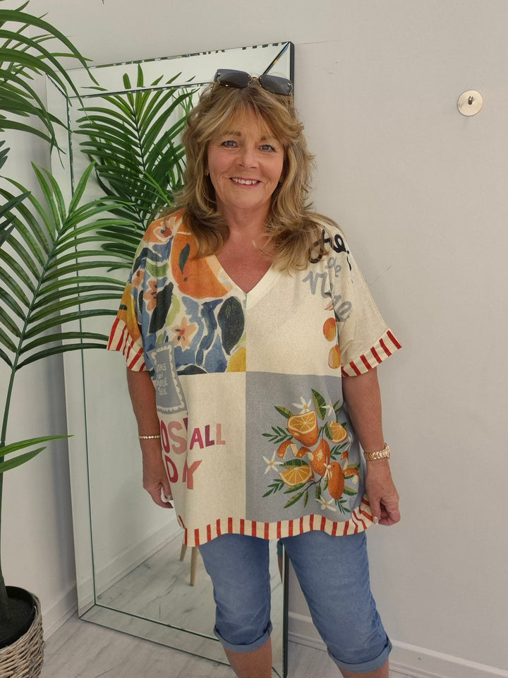 Carla Shimmer Top -  Trip around the Sun (Oversized)