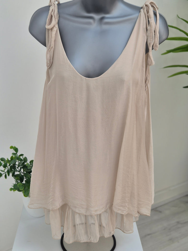 Portofino Silk Overlay Top - (choose your Colour) (One Size)
