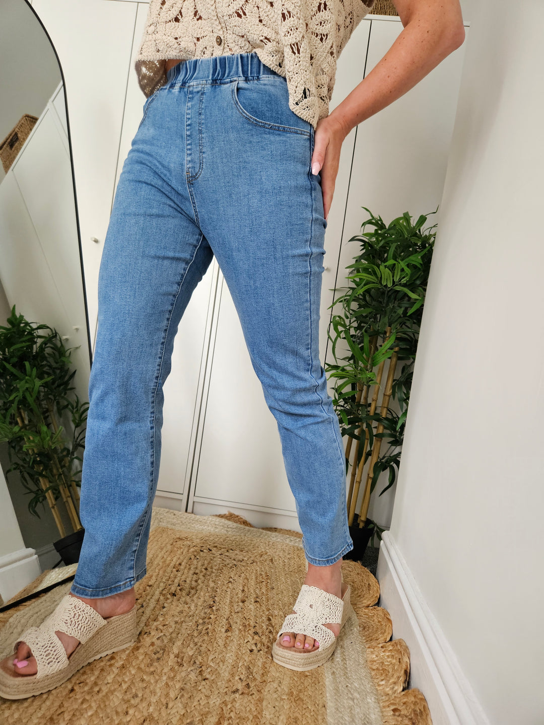 Emily Elasticated Waist Jeans - (choose your Size)
