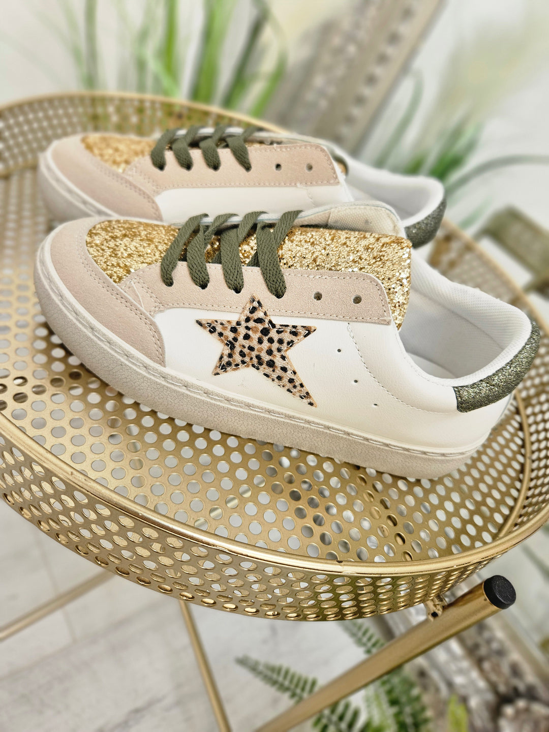 Leopard Trainers - Khaki