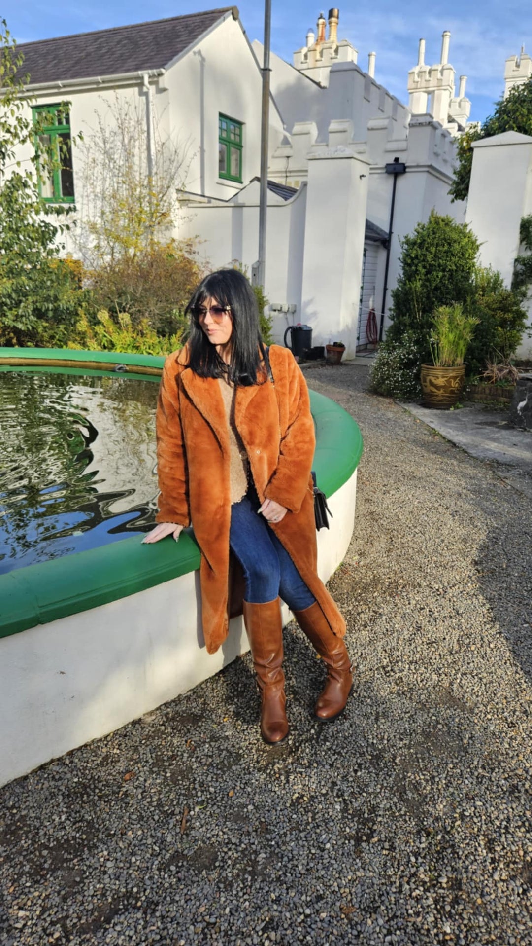 Oslo Faux Fur Longline Coat - Rust (One Size - fits from Size 10 up to Size 16)