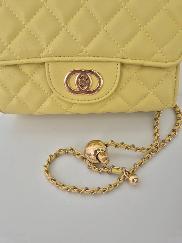 Coco Quilted Clasp Bag - Lemon ( Small )