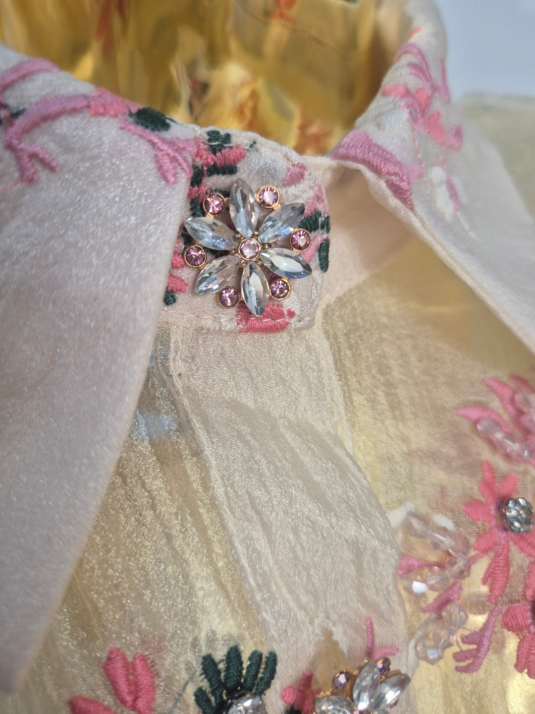 Jasmine Embroidered Blouse with Crystals & 3D Applique One Size, fitting from Size 12 to Size 16