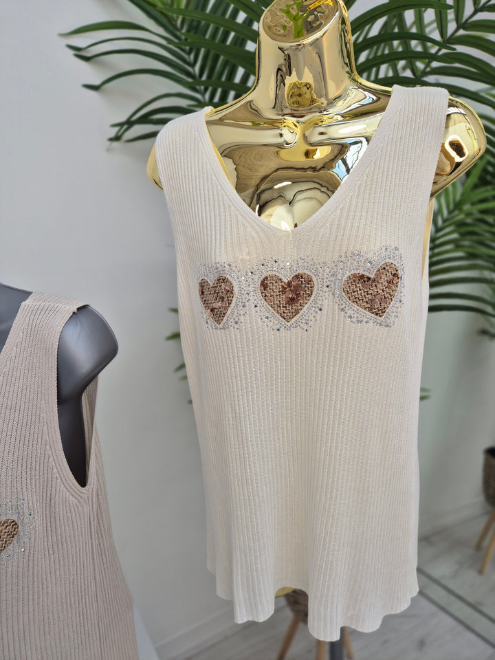 Hannah Heart Vest Top - (choose your Colour)