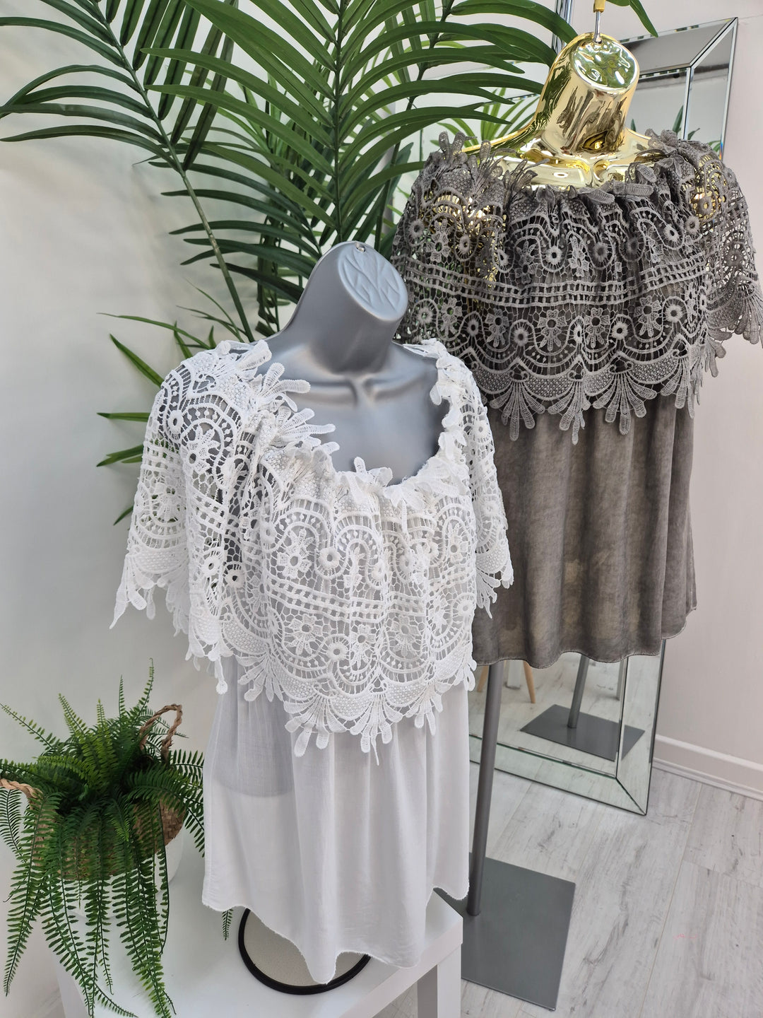 Florence Lace Bardot Top - (choose your Colour)