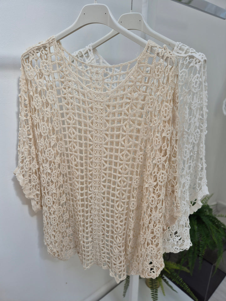 Carla Crochet Top - (choose your Colour) - (One Size/Curvy)