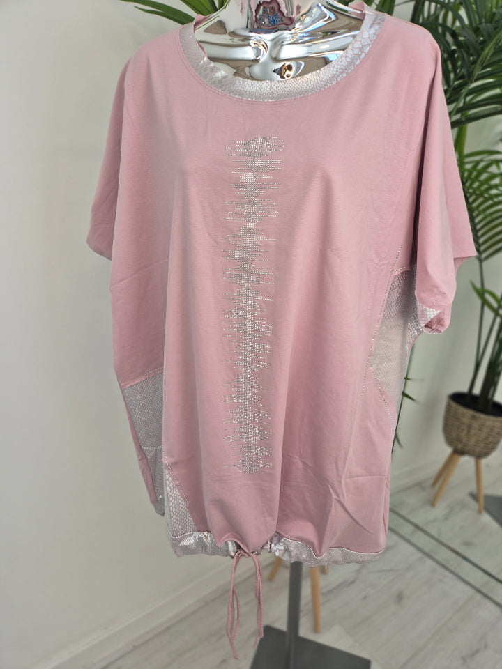 Crystal Tie Fronted Top - (choose your Colour) - Curvy)