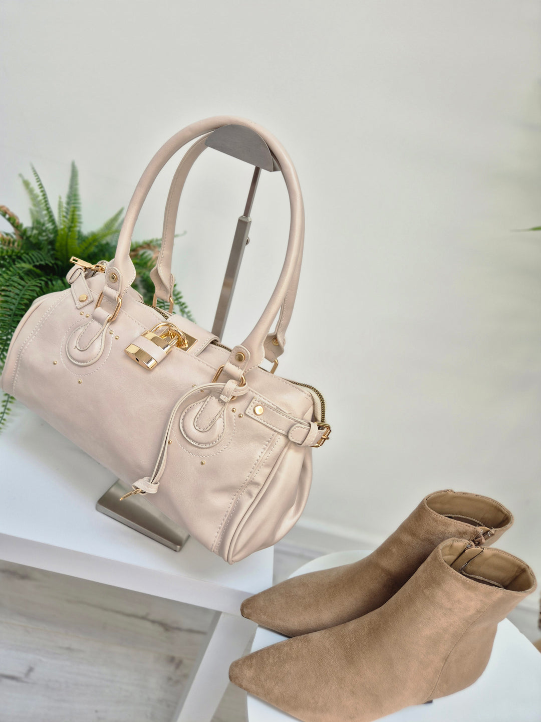 Mia Faux Leather Bag - Beige