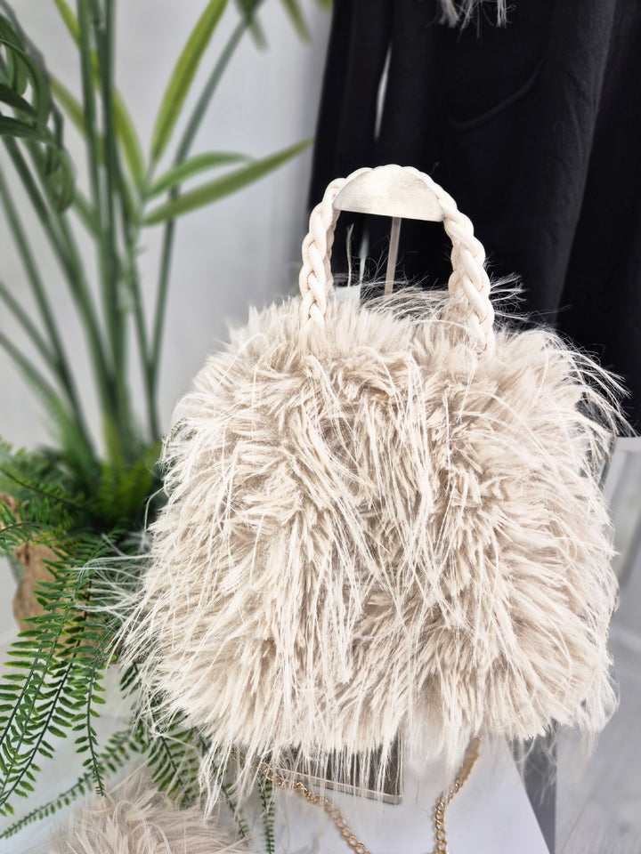 Oslo Faux Fur Shaggy Long Scarf - Cream