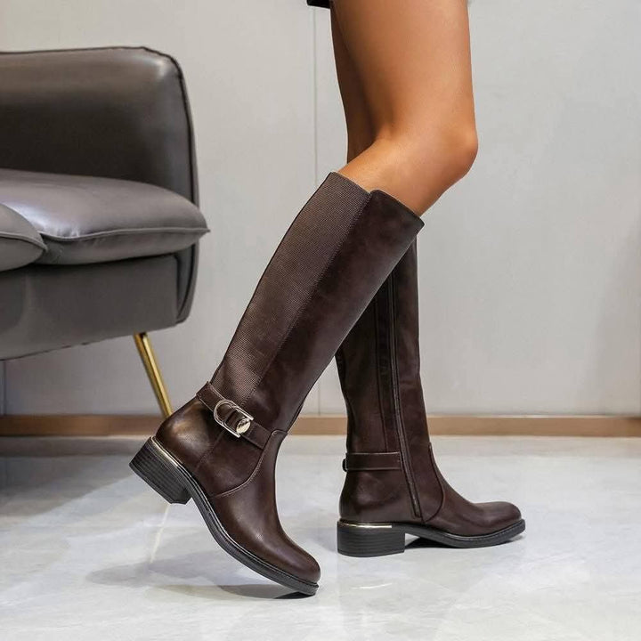 Boston Riding Boots with Elasticated Stretchy Back - Chocolate