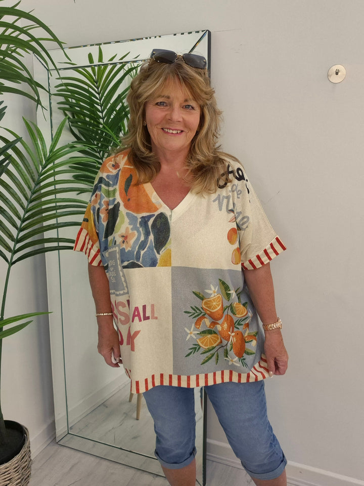 Carla Shimmer Top -  Trip around the Sun (Oversized)