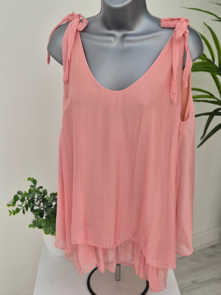 Portofino Silk Overlay Top - (choose your Colour) (One Size)