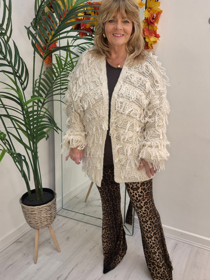 Shaggy Cardigan (Oversized) Long Length - Cream