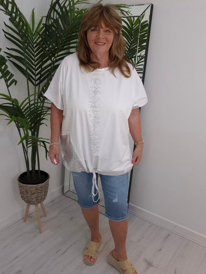 Crystal Tie Fronted Top - (choose your Colour) - Curvy)