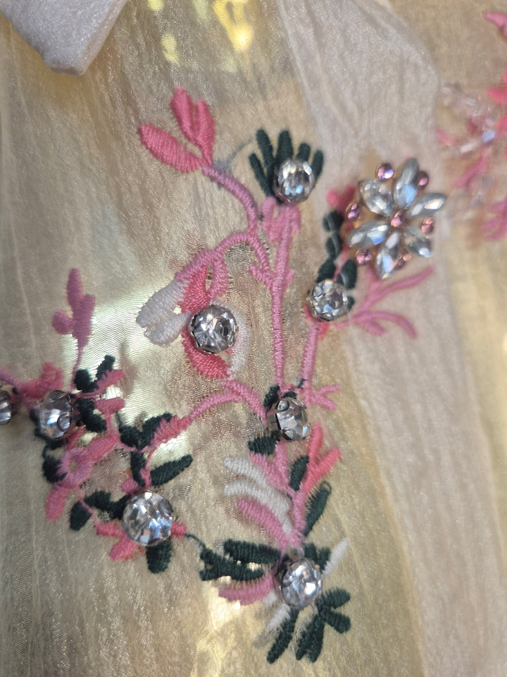 Jasmine Embroidered Blouse with Crystals & 3D Applique One Size, fitting from Size 12 to Size 16