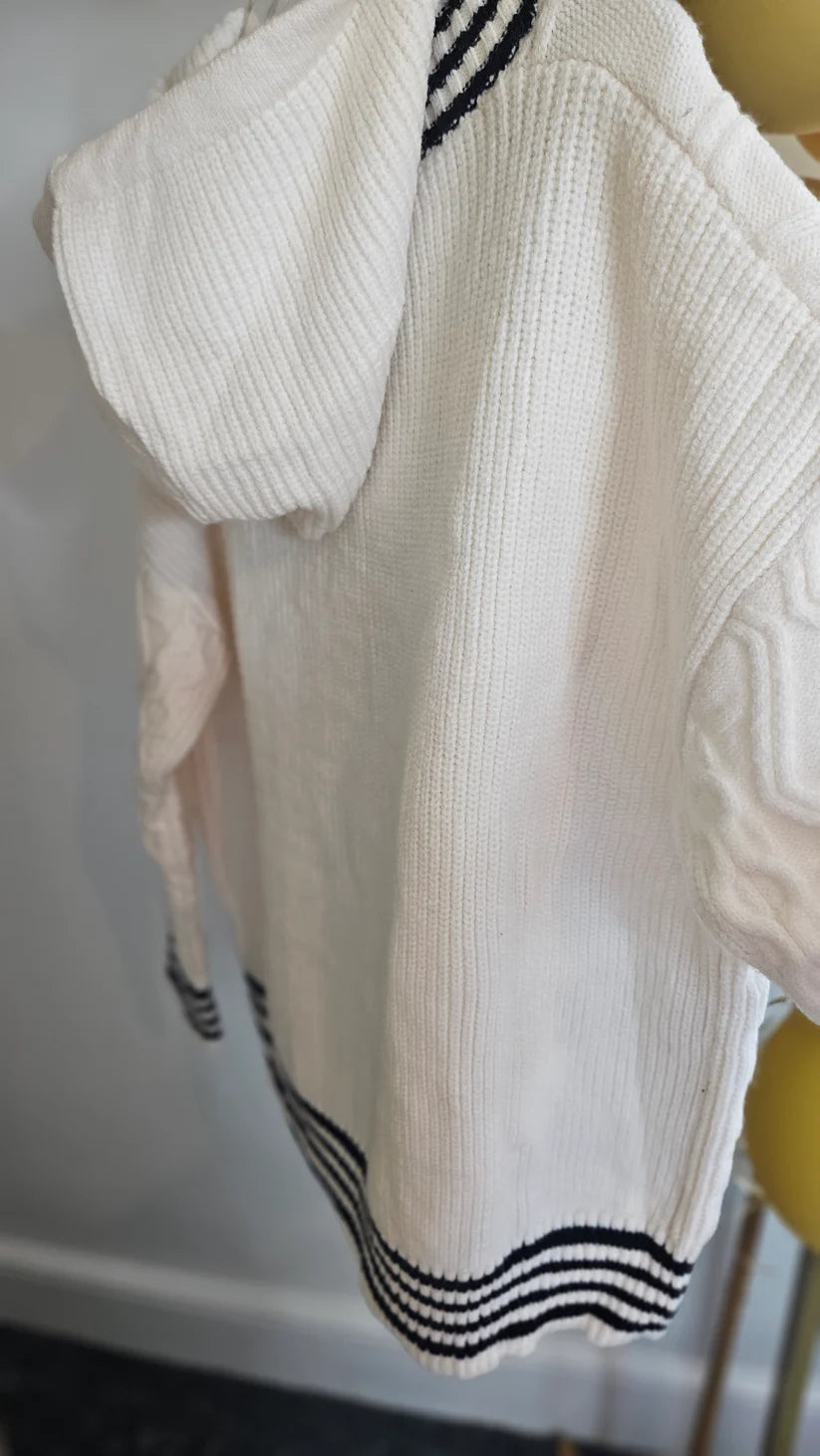 Callie Cable Hoodie with Denim - One Size - fits from Size 12 up to Size 18