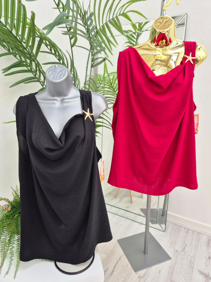 Starfish Cowl Neck Top (choose your Colour) - (fits Sizes 14 to 20)