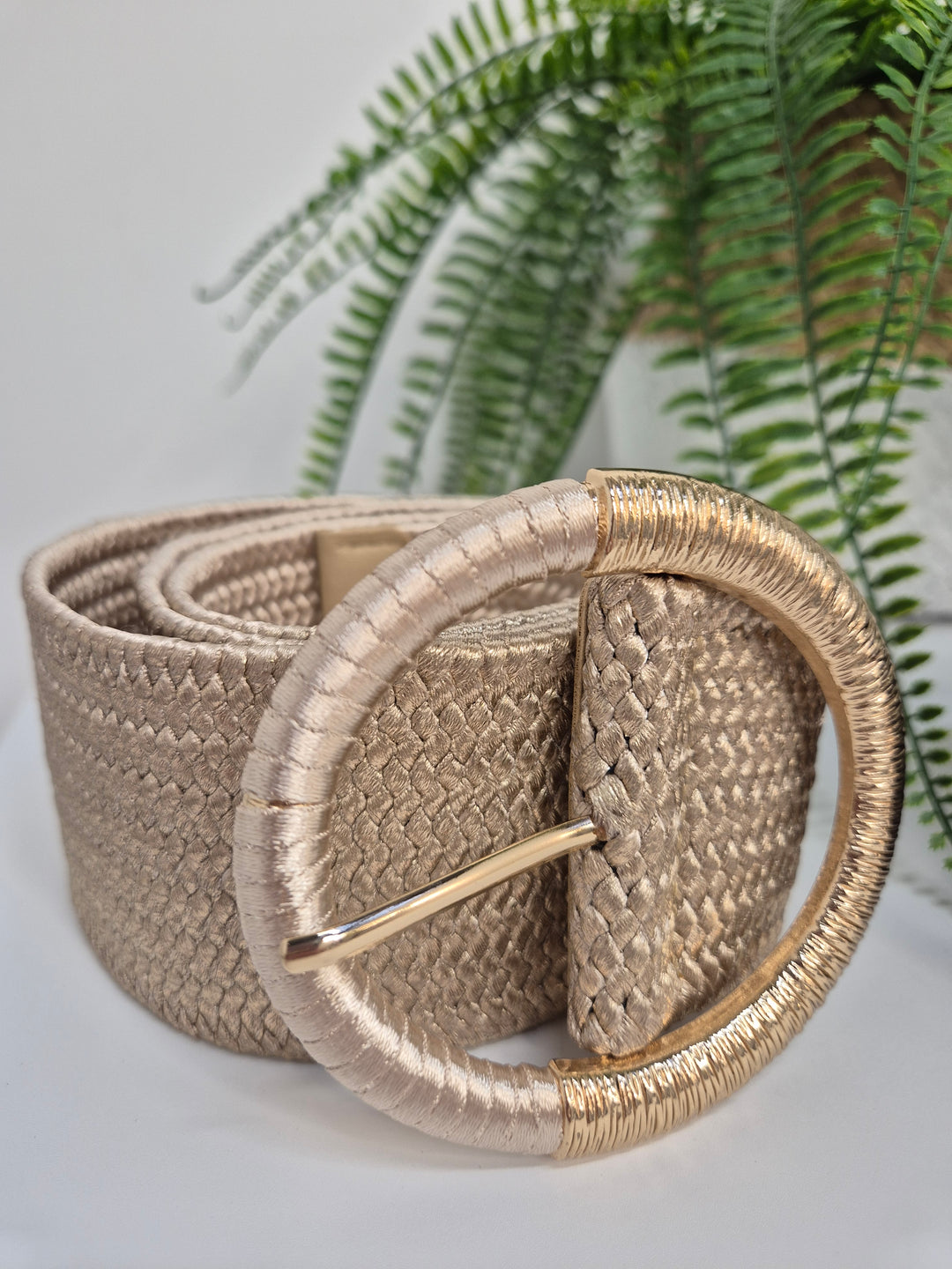 Stretchy Faux Leather Woven Buckle Belt (choose your Colour) - One Size, fits from Size 10/12 to Size 18