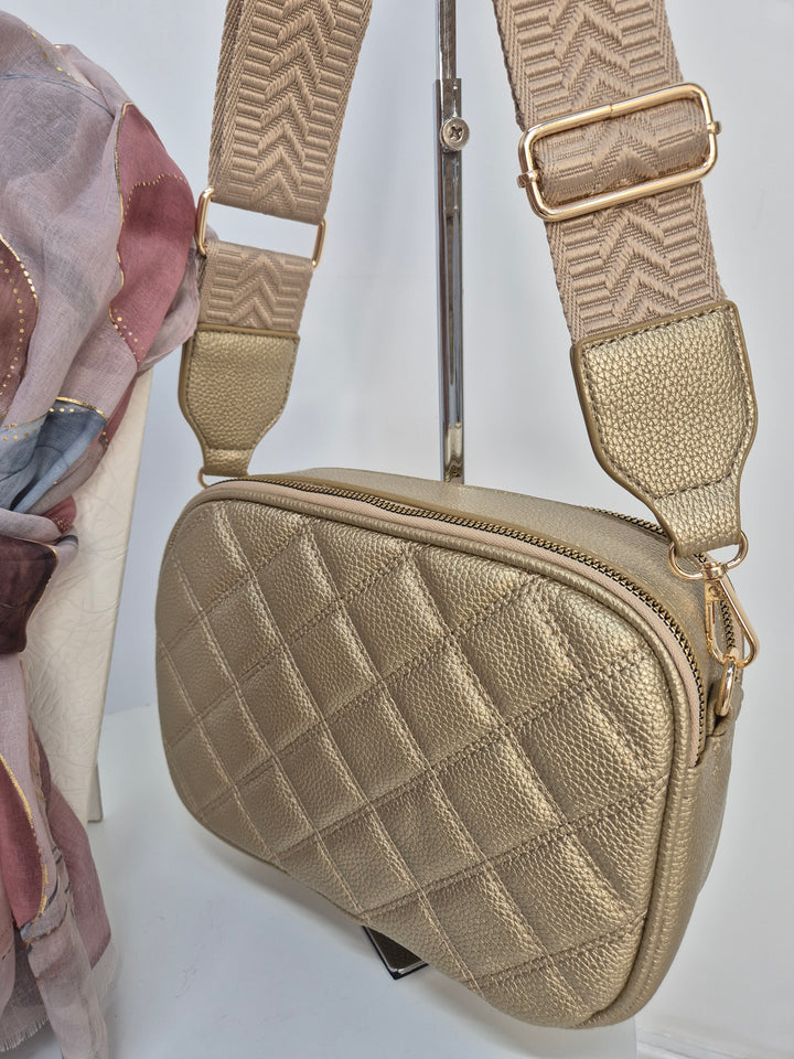 Diamond Quilted Bag - Metallic Gold (Gold Tone)