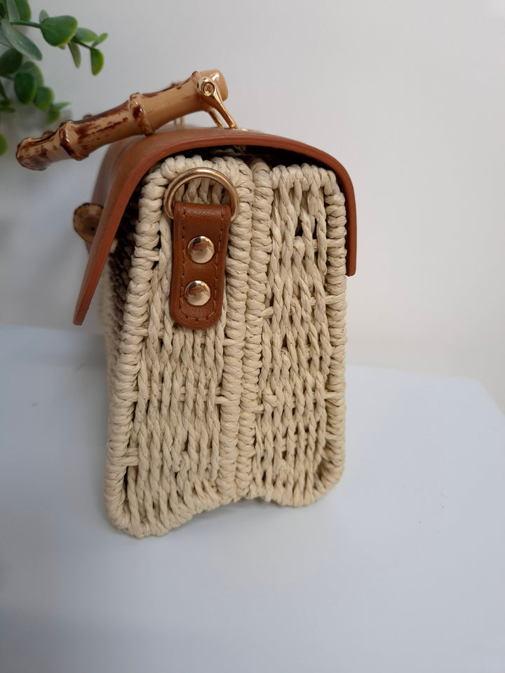 Rattan Box Bag - Natural/Tan