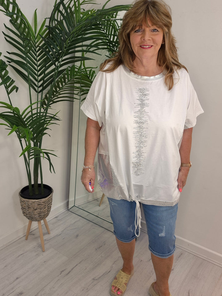 Crystal Tie Fronted Top - (choose your Colour) - Curvy)
