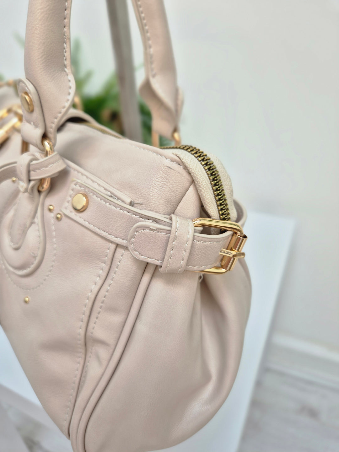 Mia Faux Leather Bag - Beige