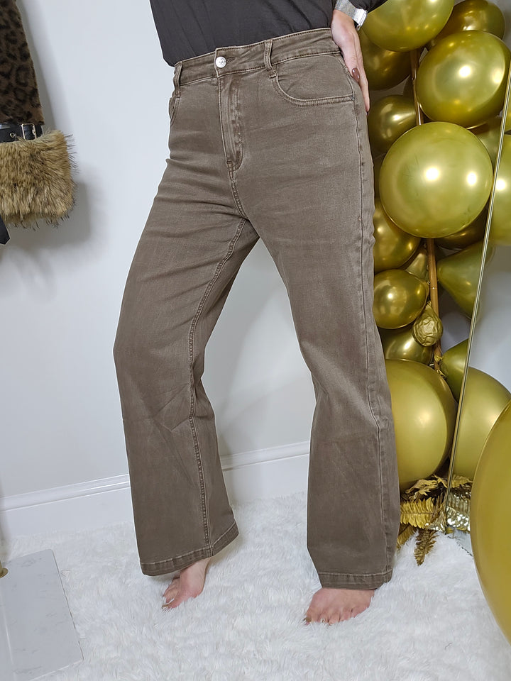Milas Wide Leg Jeans - Chocolate - (choose your Size)