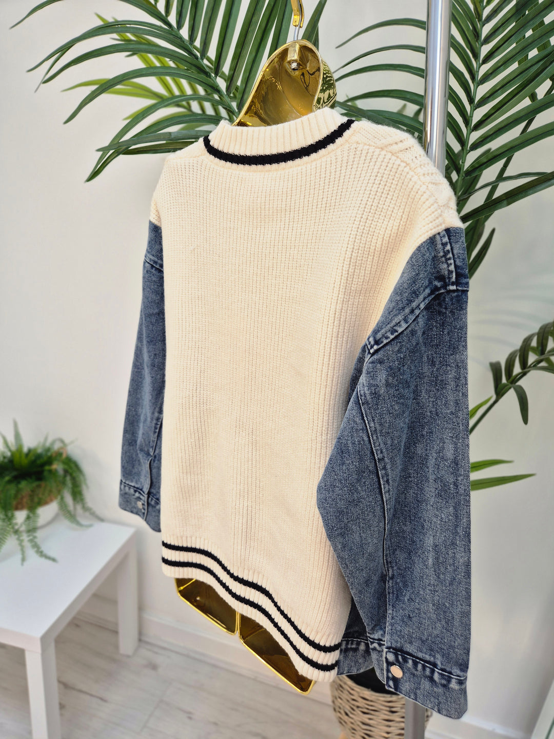 Callie Cable Cardigan with Denim - One Size - fits from Size 10/12 up to Size 18