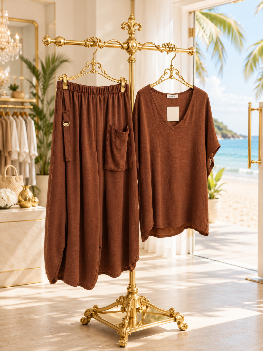 Hannah 2 Piece Cocoon Co-ord Set - Black (One Size/Curvy, fits Size 12/14 up to Size 18) Chocolate
