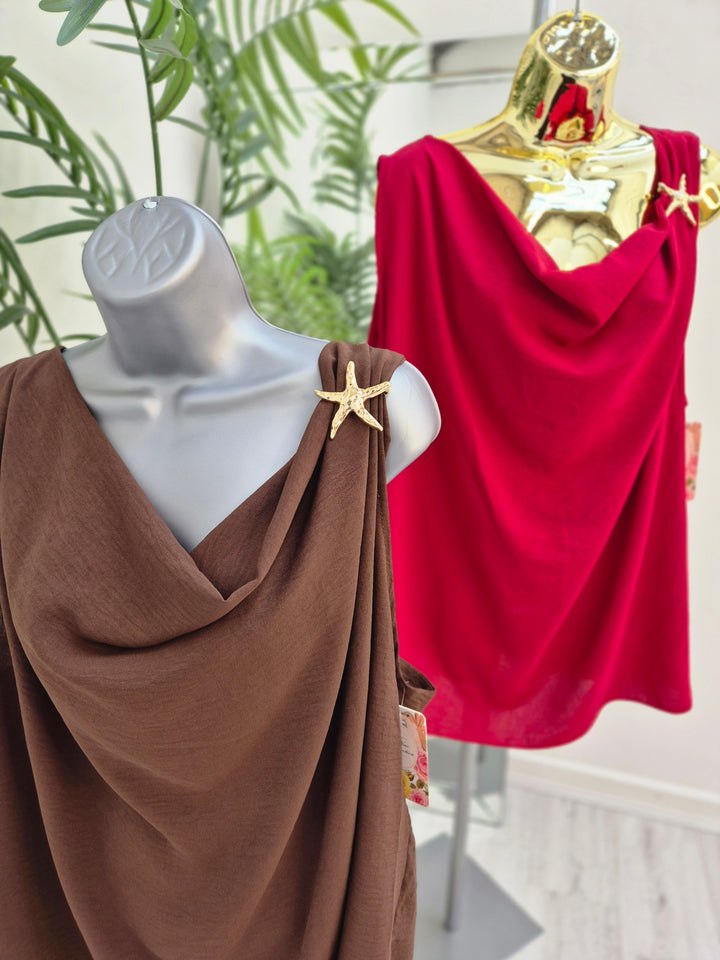 Starfish Cowl Neck Top (choose your Colour) - (fits Sizes 14 to 20)