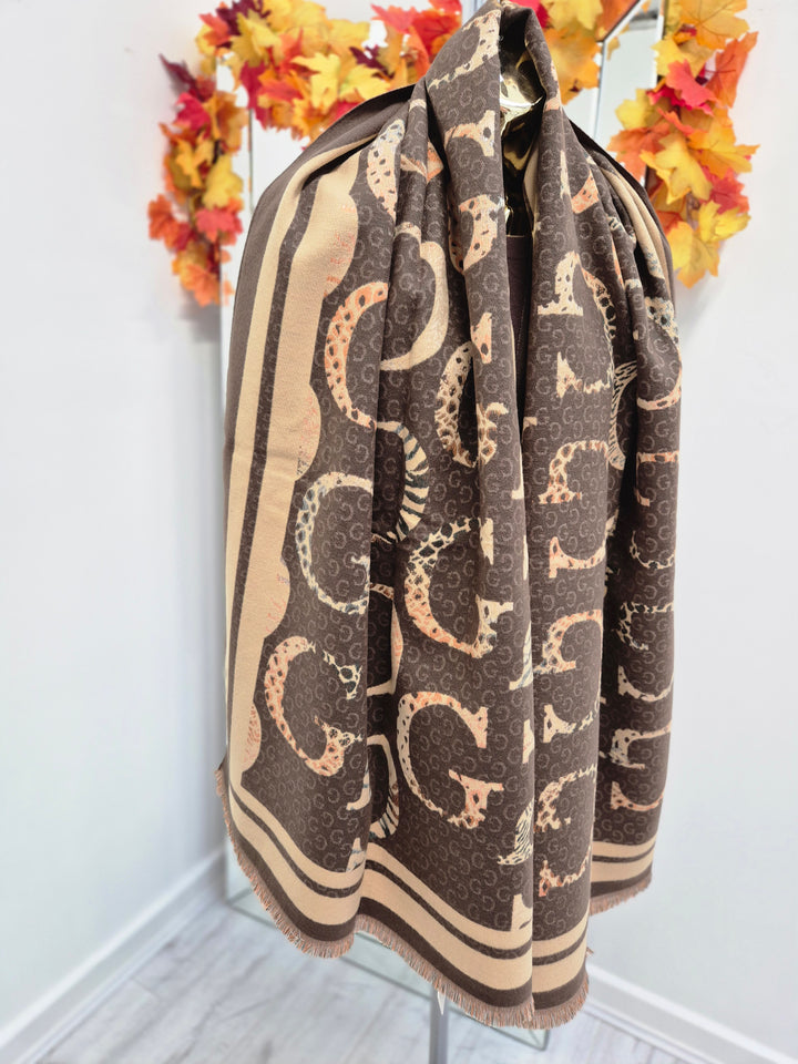 Gina Oversized Fringed Scarf - Chocolate