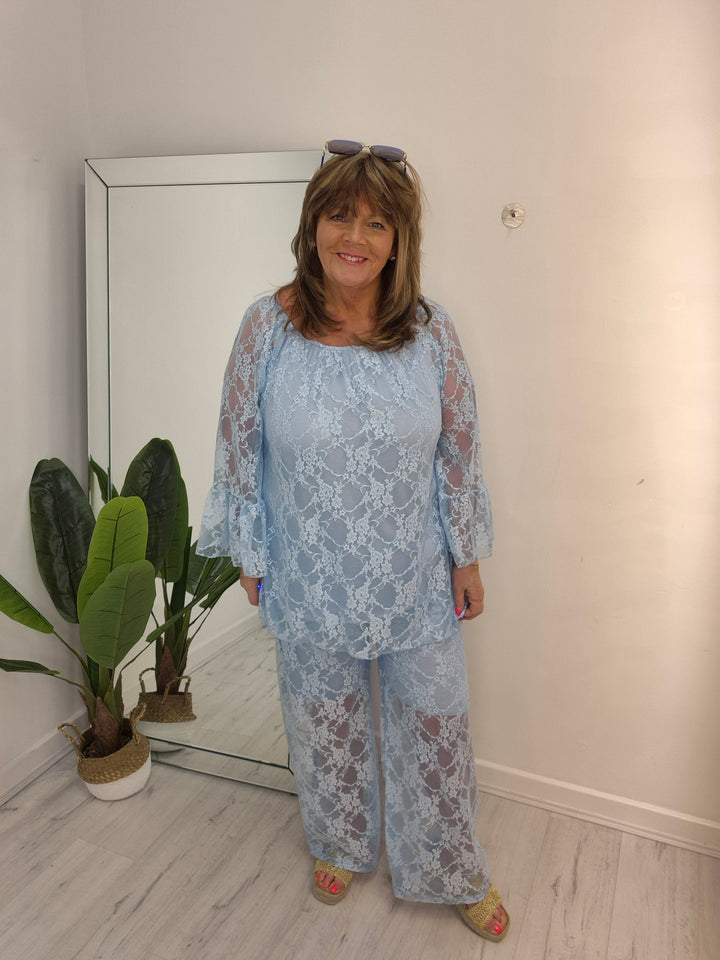 Florence Lace Bardot Co-ord Set - (choose your Colour) - (Curvy)