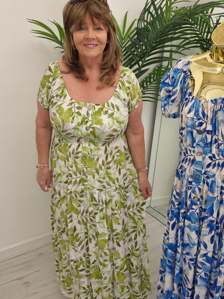 Sicily Magic Bardot Dress with Metallic Gold Foil - (choose your Colour) - One Size/Curvy