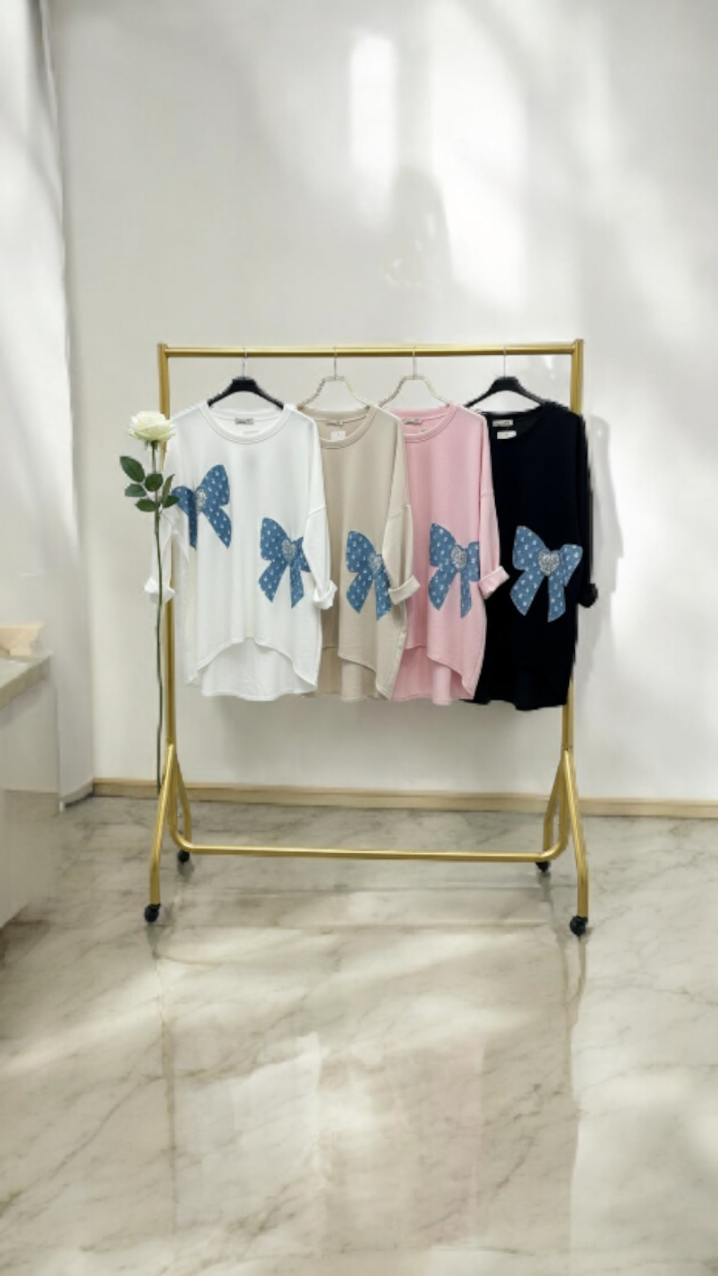 Bethany Bow Slouchy Top - (choose your Colour) (Oversized fitting from Size 14 up to Size 18/20)