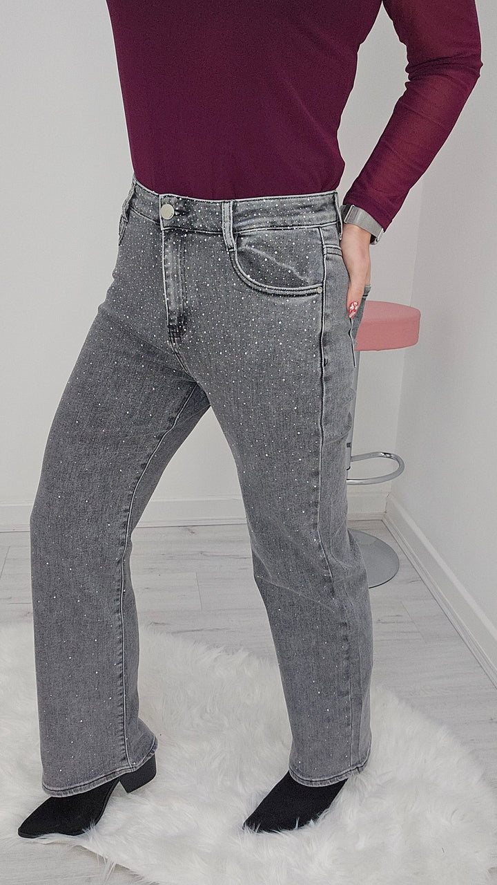 Gemma Crystal Wide Leg Jeans (G Smack) - (choose your Size)