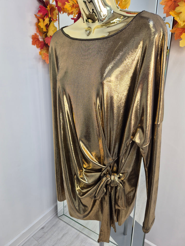 Metallic Tie Top (choose your Colour) - (One Size fitting from Size 14/16 up to Size 20)