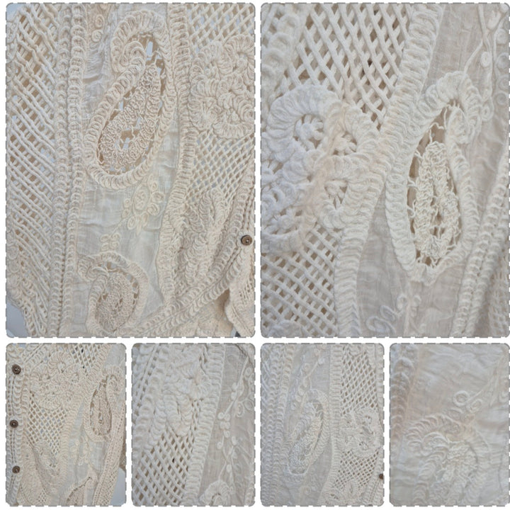 Es Cana Embroidered Cardigan (One Size/Curvy - fits from Size 12 up to Size 18) - Natural