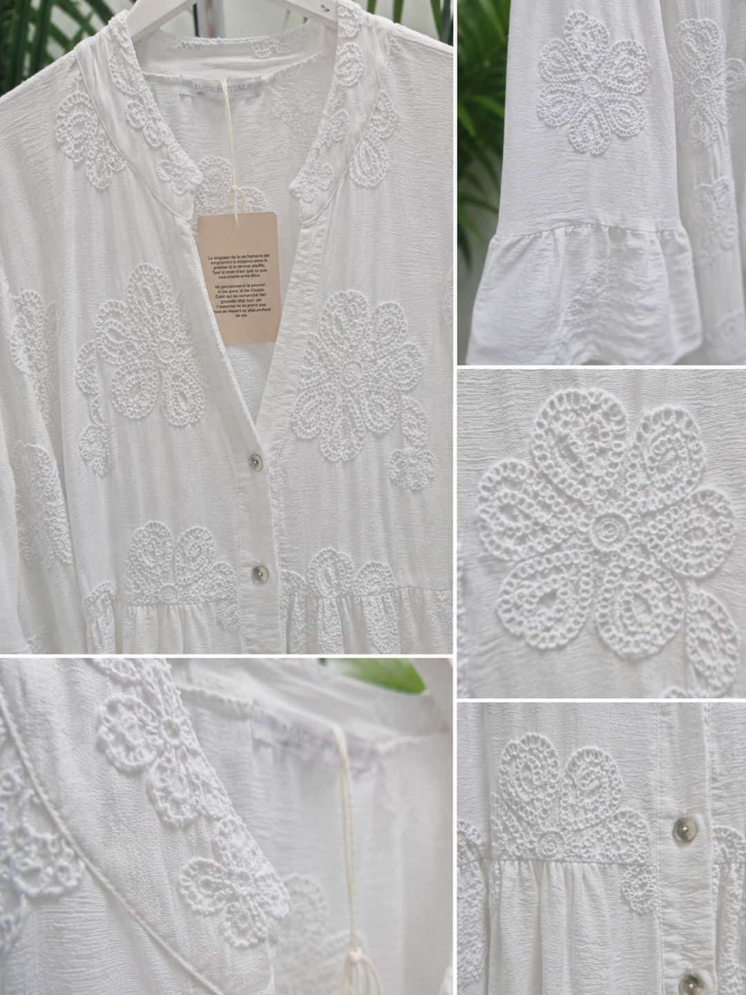 Blanco Embroidered Smock Dress (Oversized - fits Size 16 up to Size 18) - White