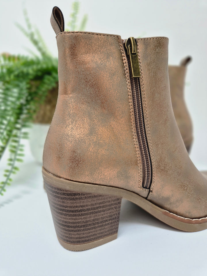 Denver Ankle Boots - (choose your Size) - Bronze Shimmer