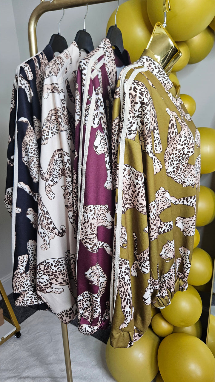 Liza Leopard Bomber Jacket - choose your Design (Oversized - fits 12 to Size 18) - Cream