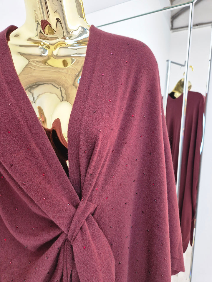 Crystal Super Soft Poncho/Wrap - Wine (One Size/Curvy Size)