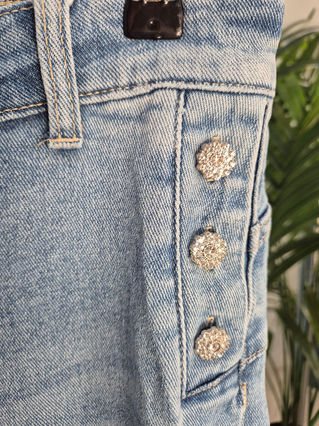 Fleur Crystal Wide Leg Jeans - Stonewashed (choose your Size)