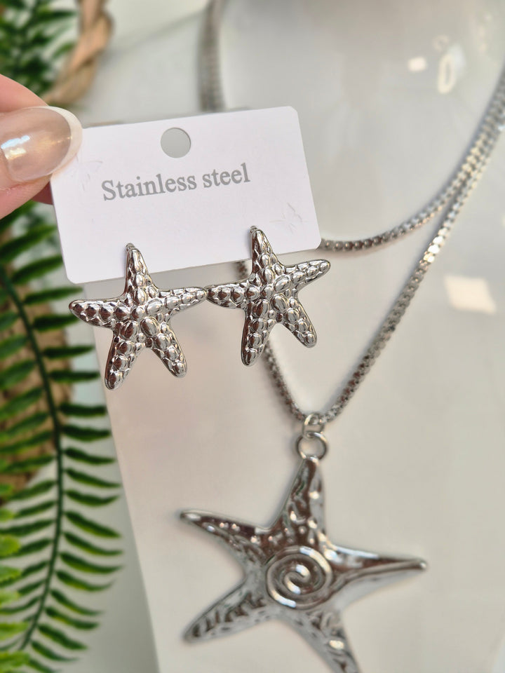 Starfish Earrings - Silver Tone (Pierced)